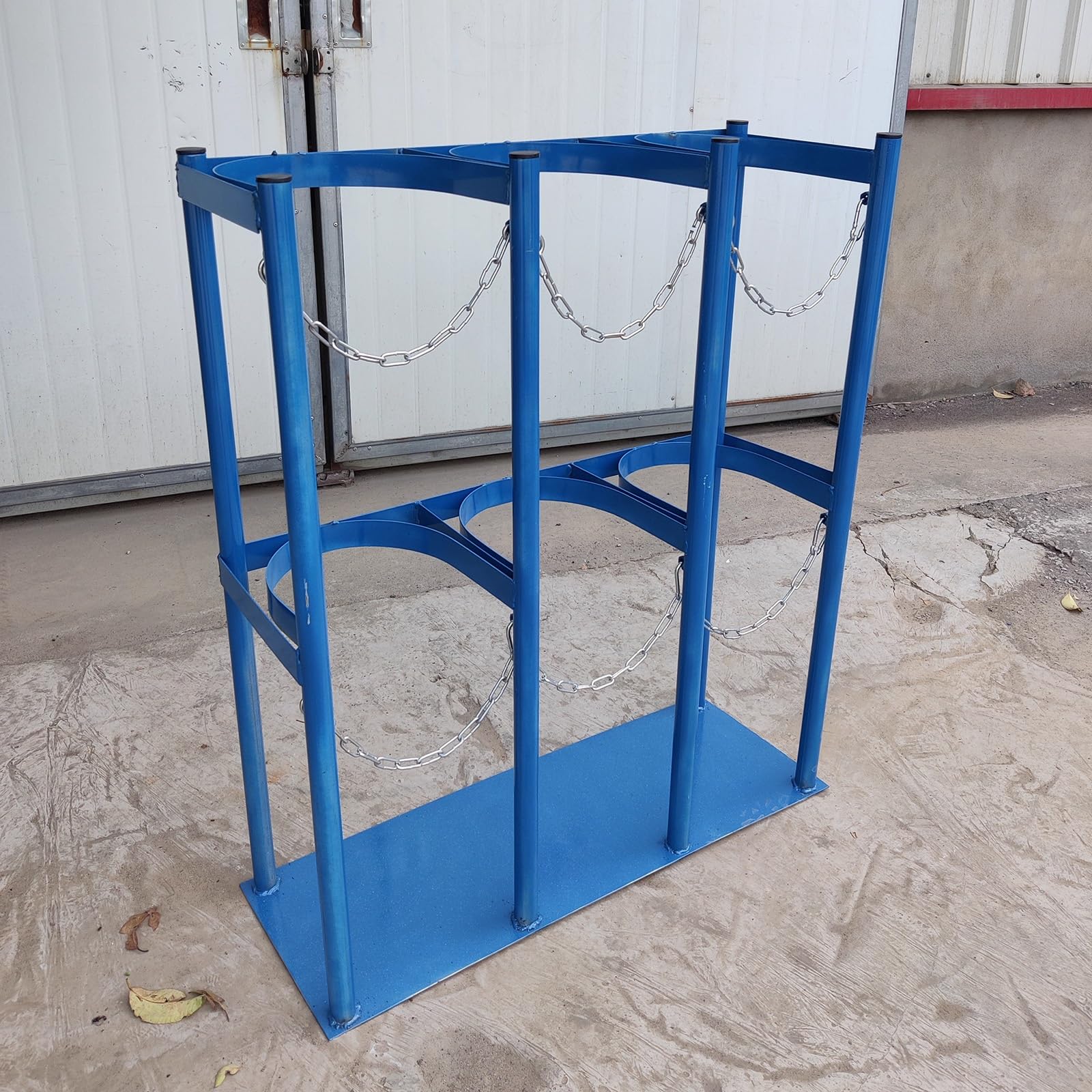 Soporte Para Bombonas De Gas De 8/10 L - Sujeta Bombonas Pequeñas Con Cadena Protectora Y Tornillos De Fijación - Estructura De Acero Independiente Para La Seguridad De Bombonas De Oxígeno, Azul-50 P