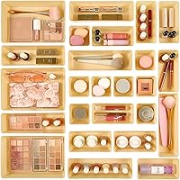 Vista 10 de Vtopmart - Juego de 25 organizadores de cajones de plástico, 4 tamaños versátiles, charolas organizadoras de baño y tocador, contenedores