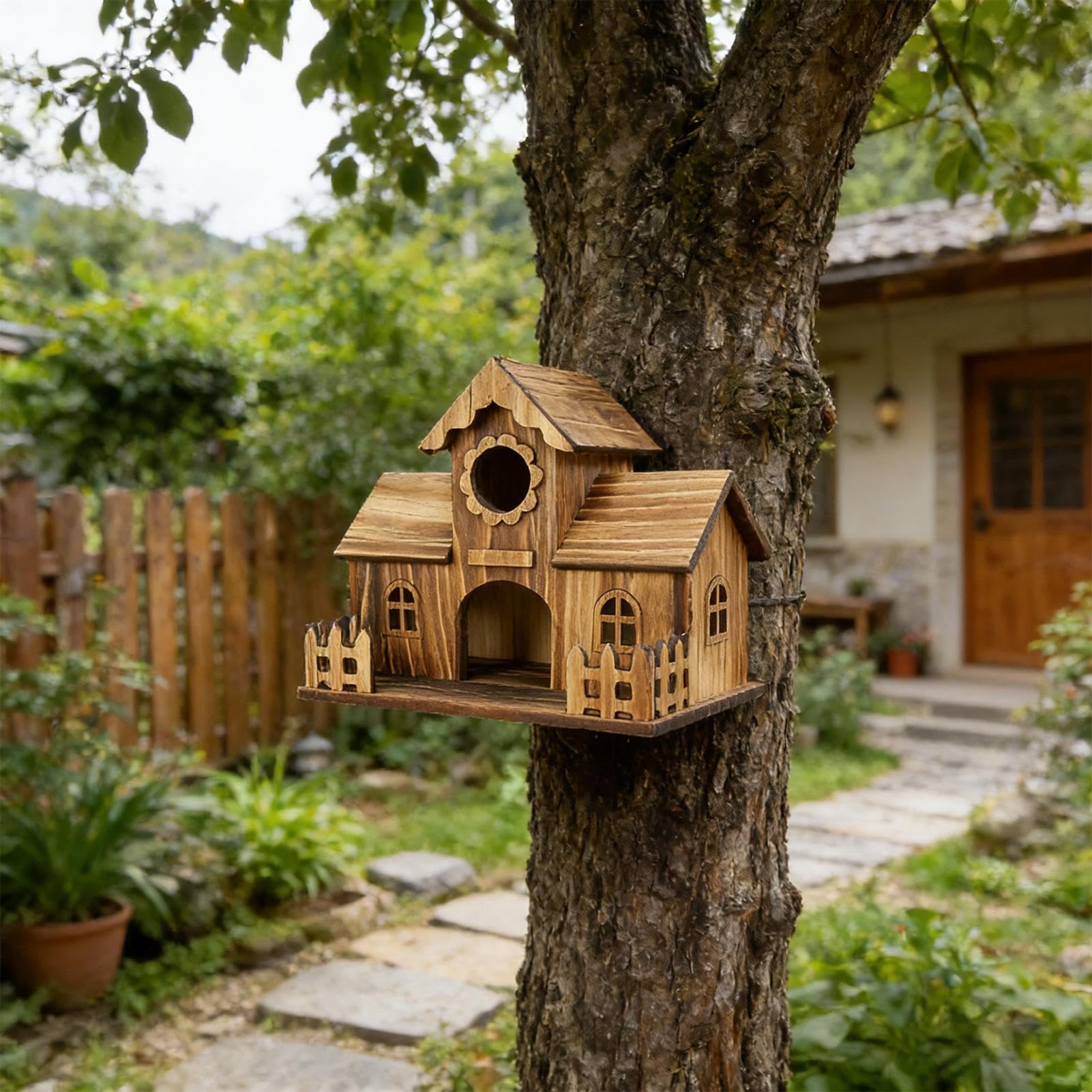 Casette per uccelli per esterno Rustica Decorazione Naturale in Legno per