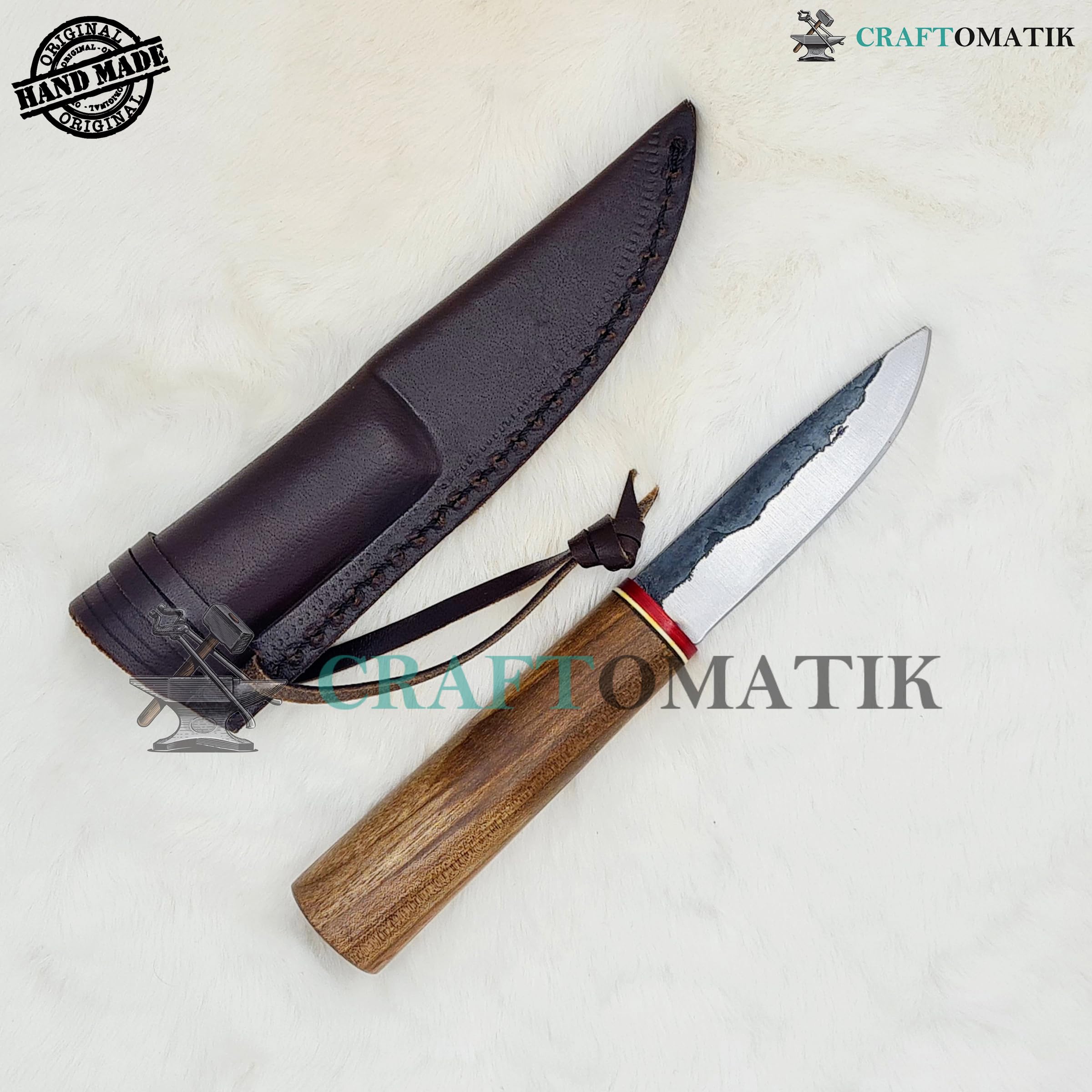 Coltello medievale | Coltello vichingo fatto a mano | Coltello celtico per giardino e campeggio con borsa in pelle | LARP | HFK28