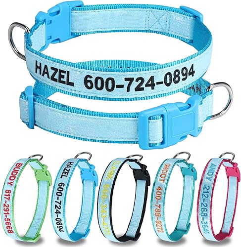 Miniatura 7 de Collares reflectantes personalizados para perros, collar de identificación luminoso brillante personalizado con nombre bordado y número de teléfono,
