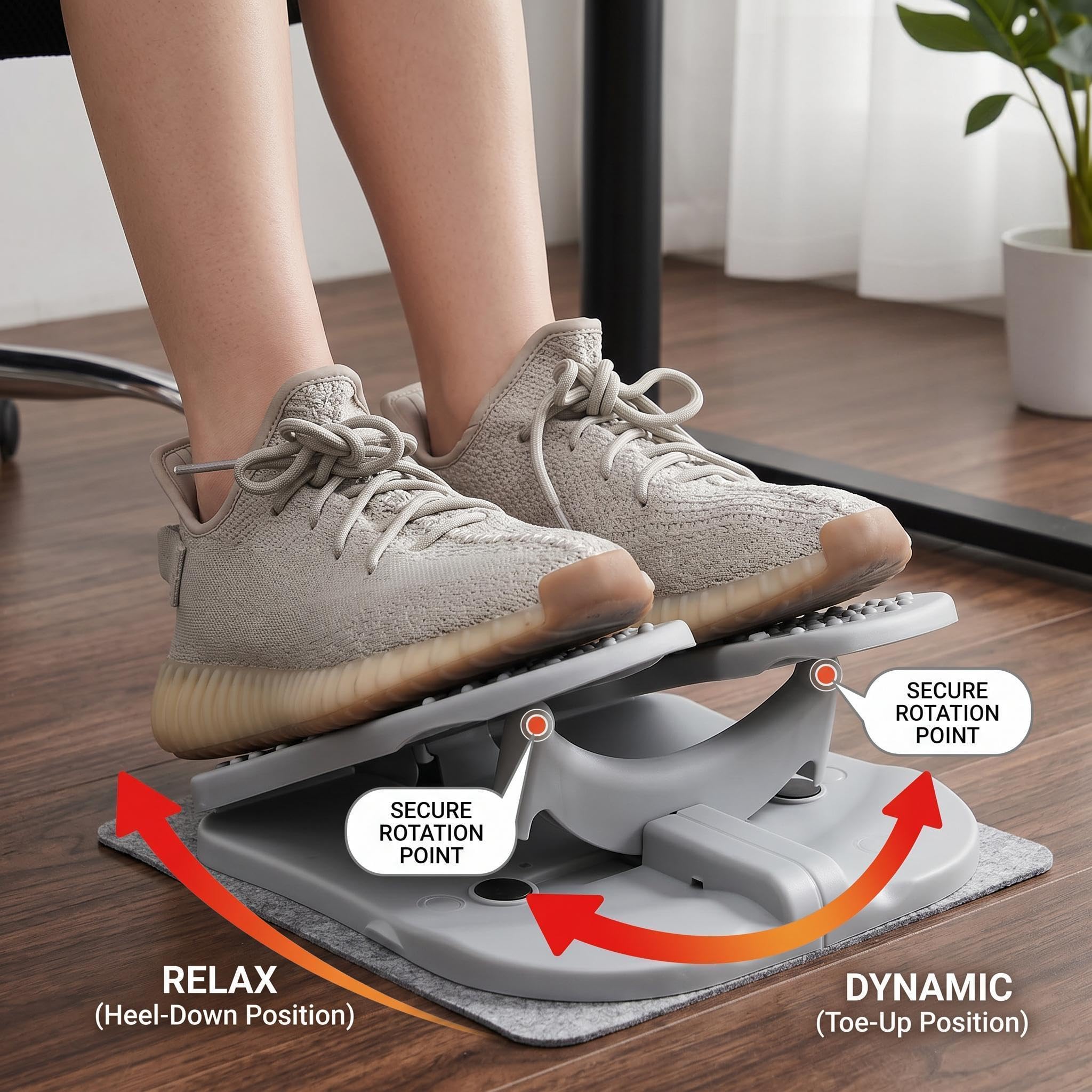 Changor Machine Pas à Pas pour Les Pieds, Appareil D'entraînement Silencieux et Pliable pour Les Jambes, pour la Maison et Le Bureau, Pédale d'exercice Compacte en Nylon renforcé sous Le Bureau