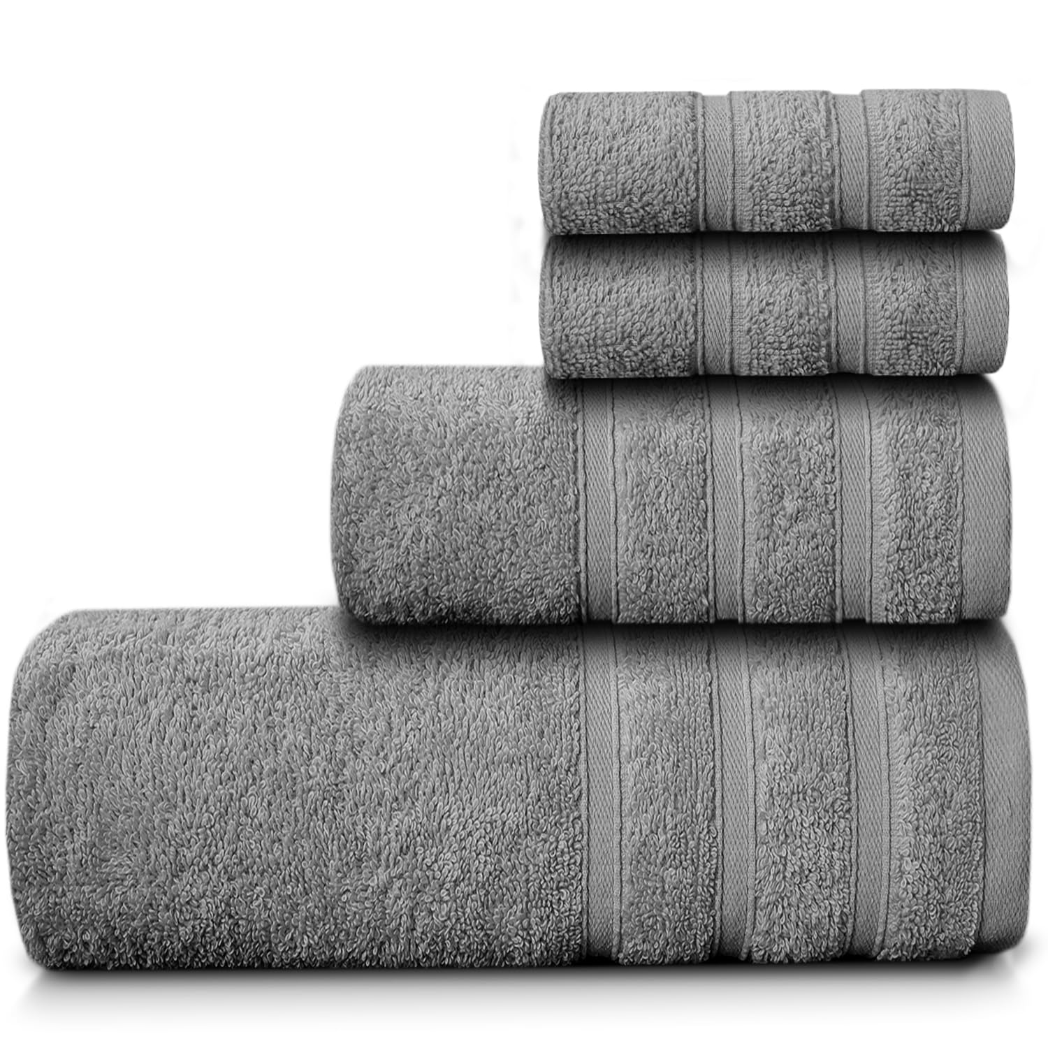 Casabella Luxury 100% Egyptian Cotton Towel Bale - 8 Pieces - 550 Gsm Xlarge Sizes_Silver_4 Pieces Set