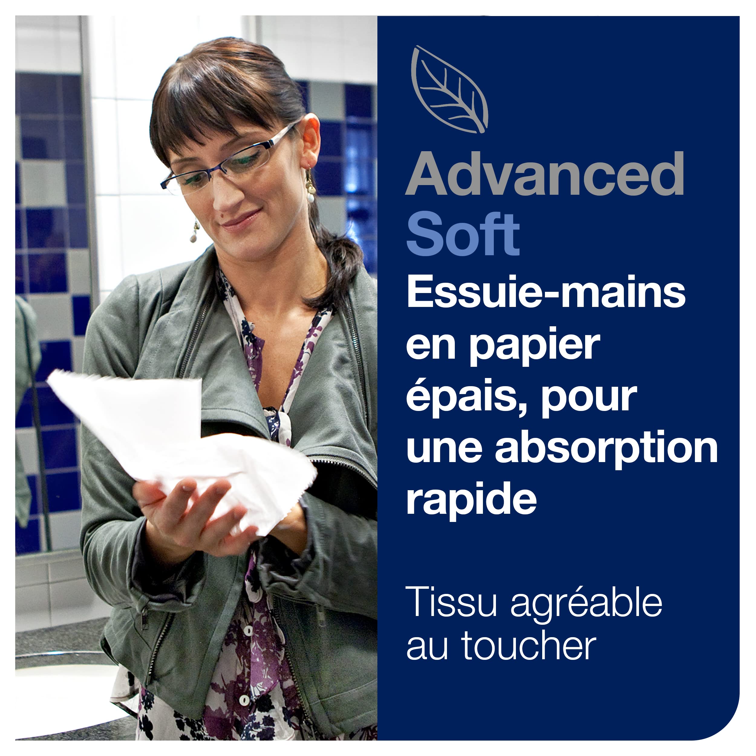 Tork Matic Essuie-mains doux blancs à feuilles grises H1, qualité Advanced, absorbants, 6 rouleaux x 150 m, 290067