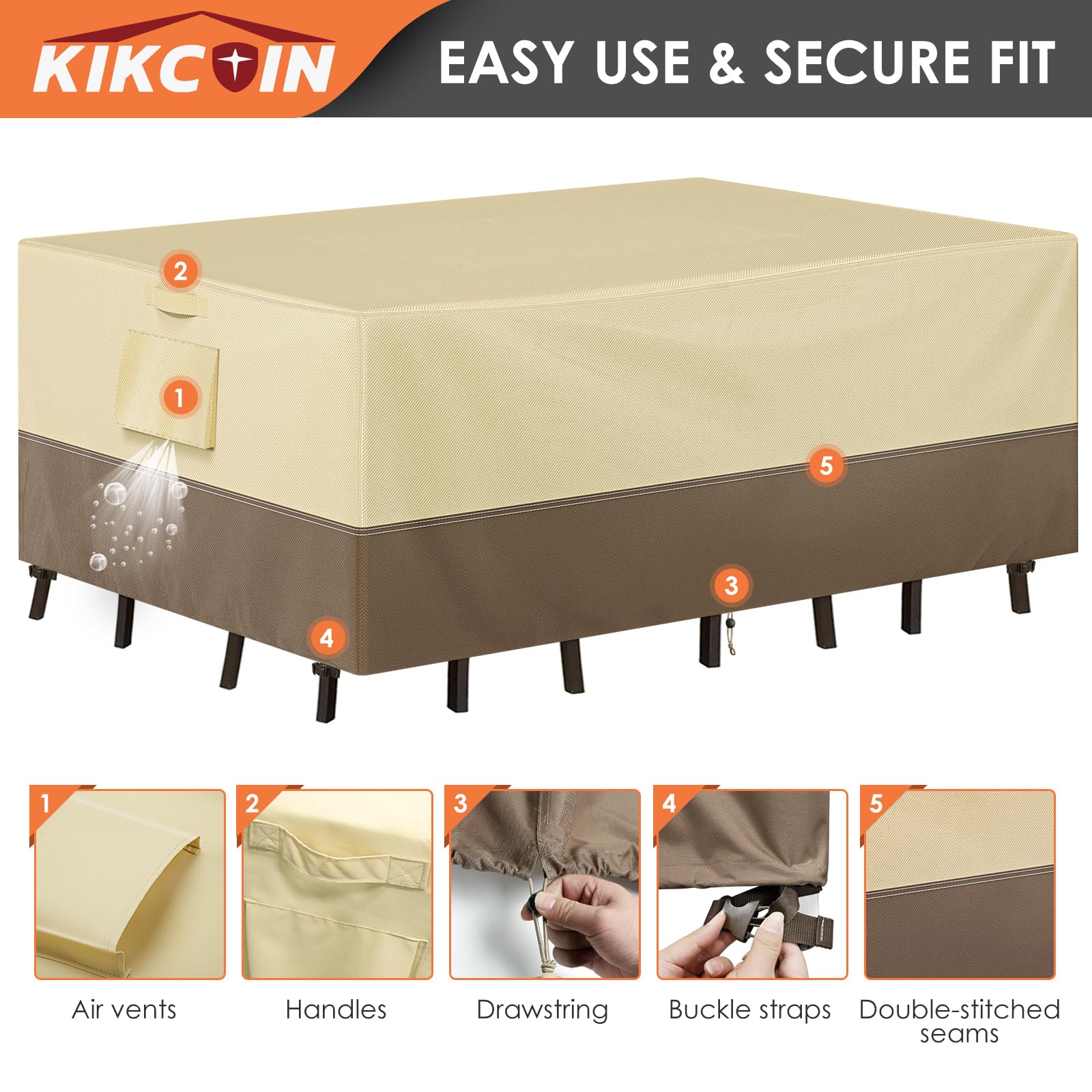 Heavy Duty Waterproof Patio Furniture Covers, Kikcoin Outdoor Furniture