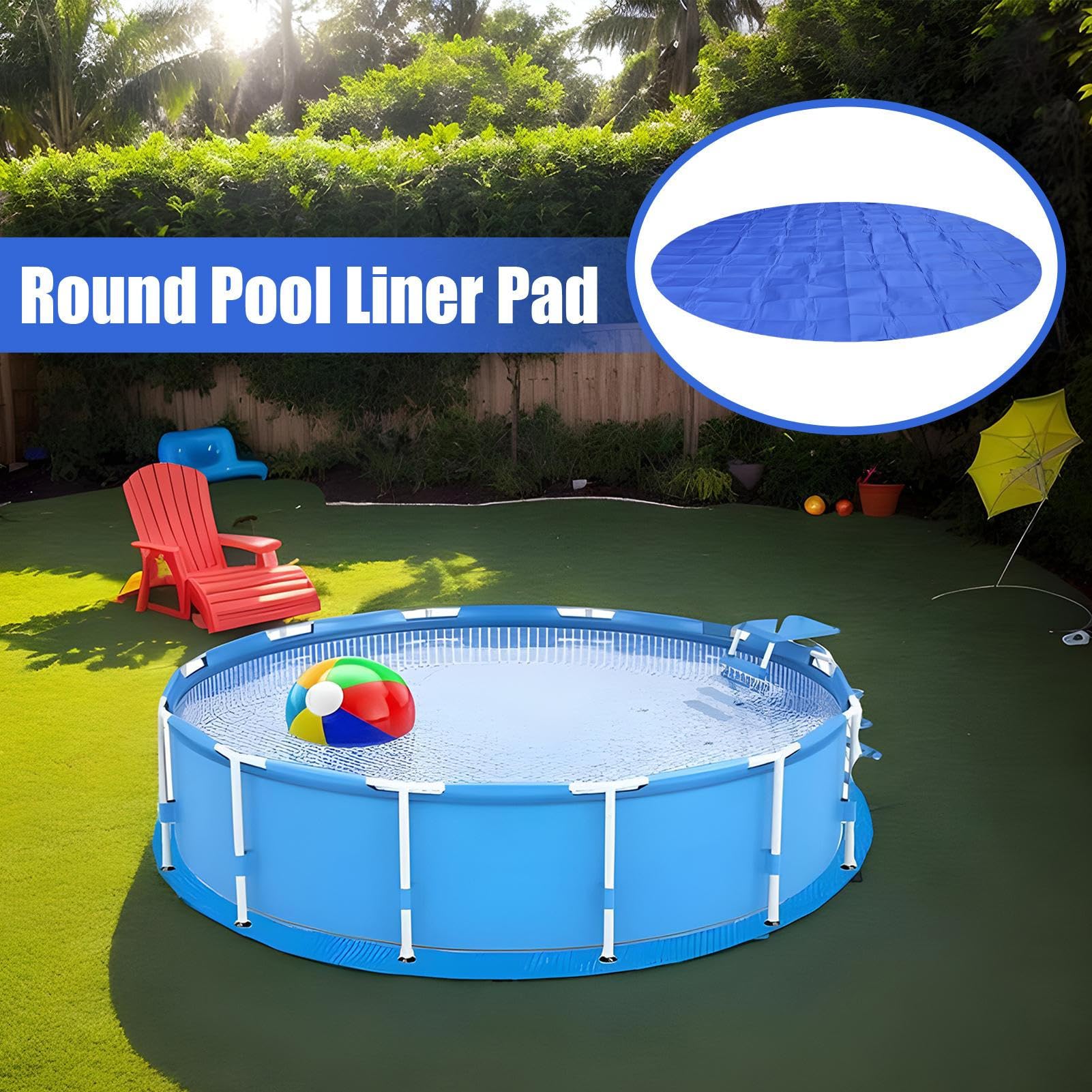 Tapis de Sol pour Piscine - 244cm Tapis Piscine Hors Sol Ronde - Tapiss de Revêtement de Sol de Piscin - Anti-crevaison - pour Béton, Pelouse, Terrasse