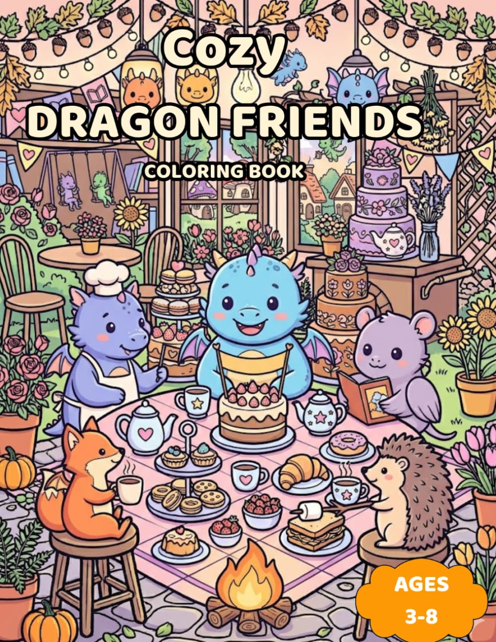 Cozy Dragon Friends Coloring Book: 50 Adorable Baby Dragon Adventures Filled with Enchanted Cottages, Magical Forests, Cozy Bakeries, Fantasy ... Friendships for Relaxation and Creative Fun