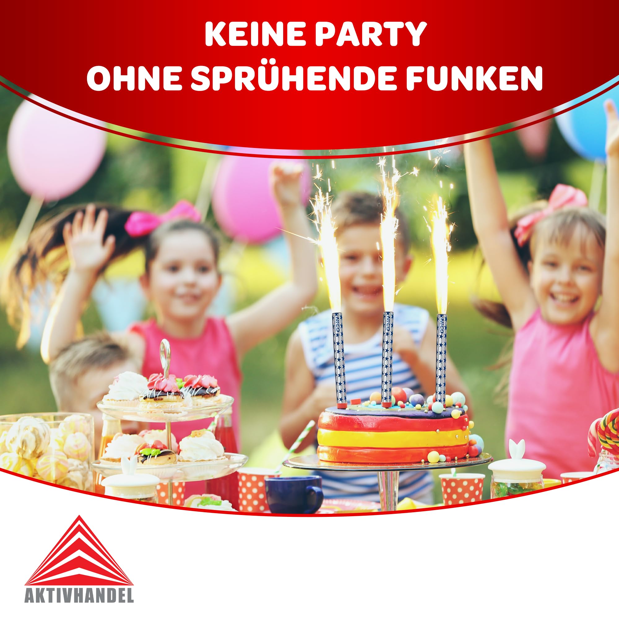100 Zaubersterne, Fontänen für Torten und Kuchen, für drinnen und draußen, Zimmerfontänen, 50 Sekunden Brenndauer, Kat F1 Feuerwerk inkl. Einkaufswagenchip