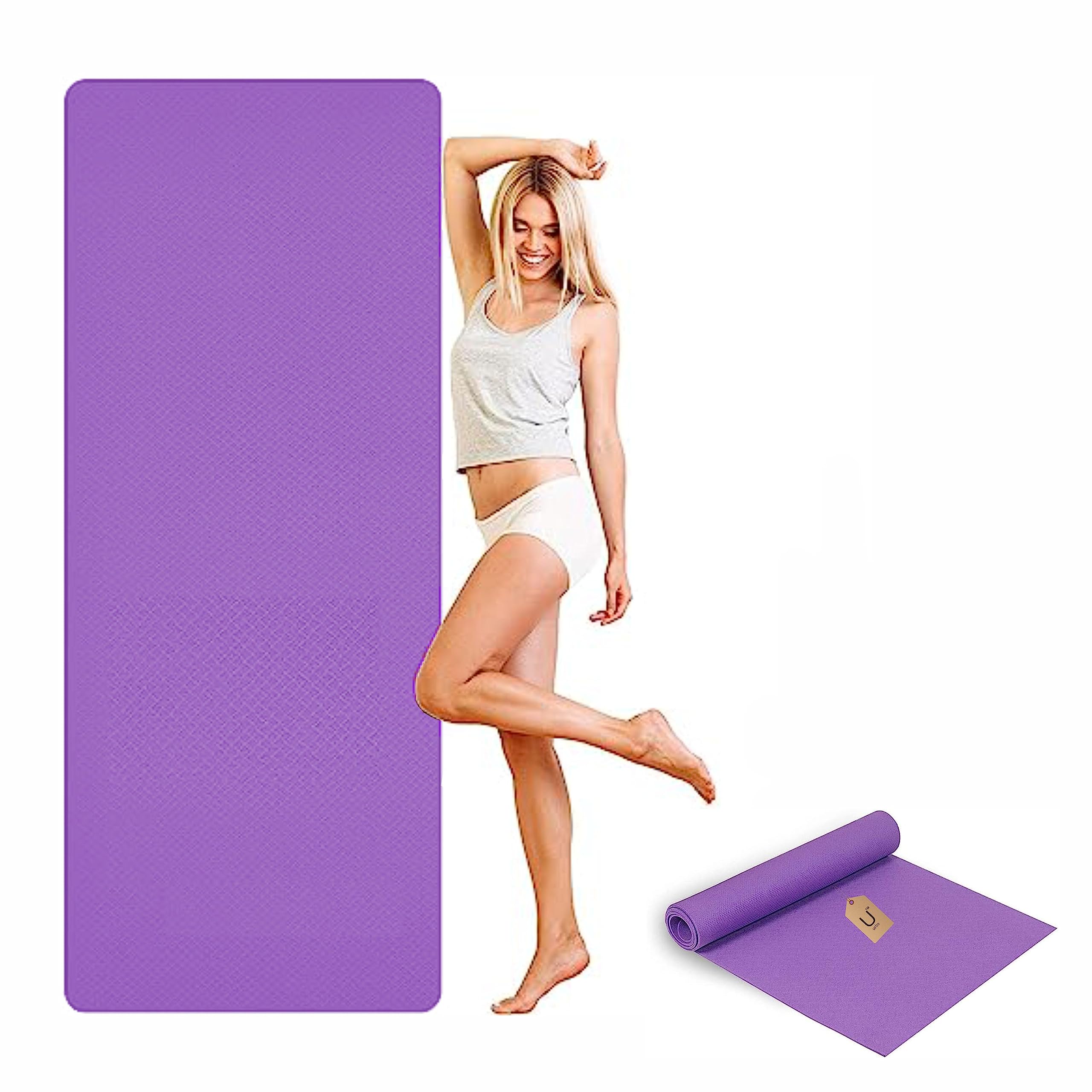 URBA Yoga Mat for Gym Workout and Yoga Exercise with 6mm Thickness, Anti-Slip Yoga Mat for Men & Women Fitness (Qnty.-1 Pcs.) (Purple)