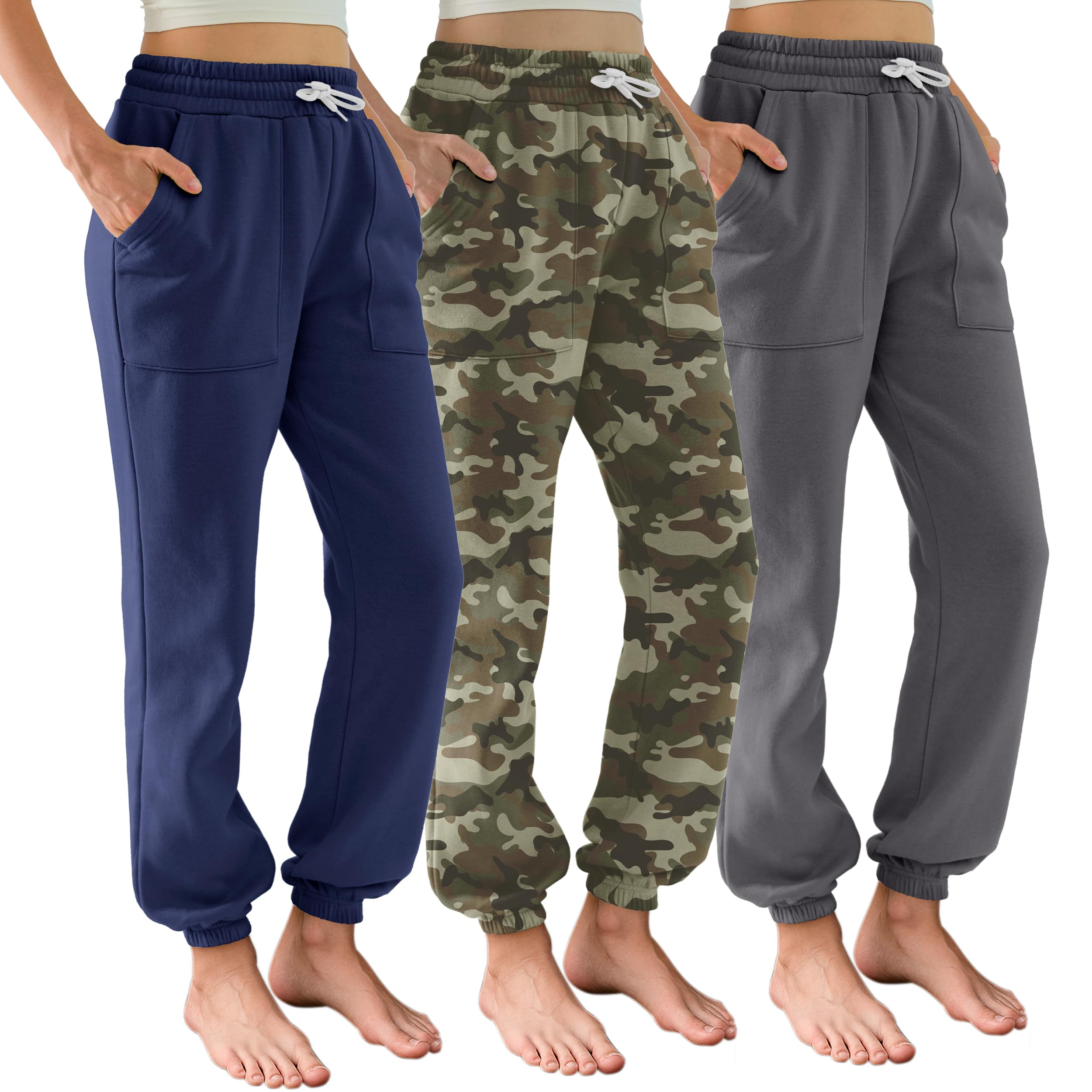 DITOK Sweatpants for Women 3 Pack Fleece Lined Athletic Joggers with Pockets Baggy Comfy Lounge Pants for Workout