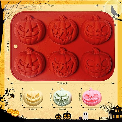 Miniatura 2 de 2 moldes de silicona para calabaza de Halloween para caramelos de chocolate, moldes de calabaza de Halloween 3D de silicona para gomitas de caramelo