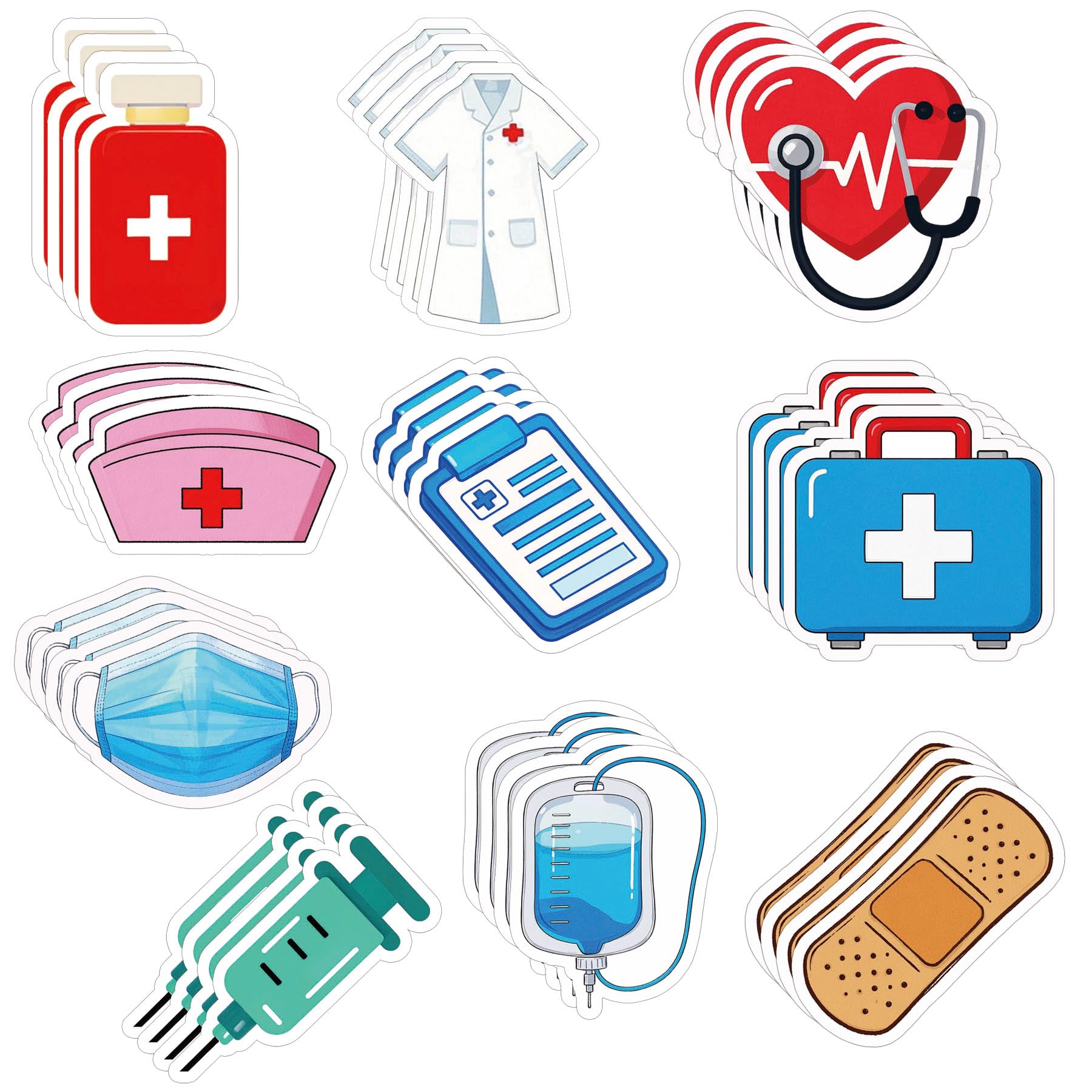 50 Pcs Funny Nurse Week Appreciation Gifts 3.94 inch Die-Cut Nurse Theme Card Nurse Cap Hospital-Themed Office Supplies Nurse Graduation Party Card of Hospital Staff Appreciation Week
