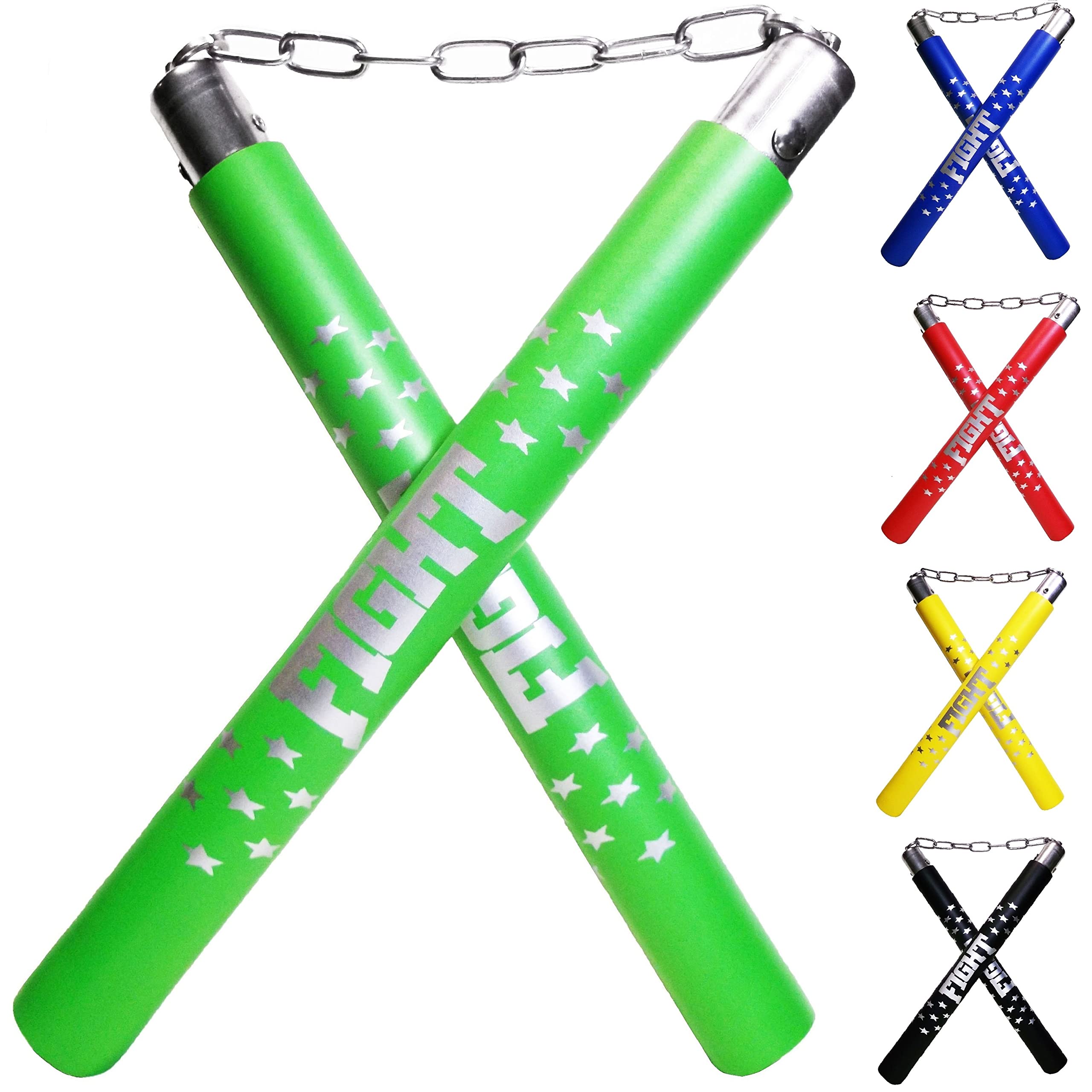 Nunchucks Rubber Martial Arts Training Nunchucks Nunchakus for Kids Beginner & Adults Practice with Steel Chain