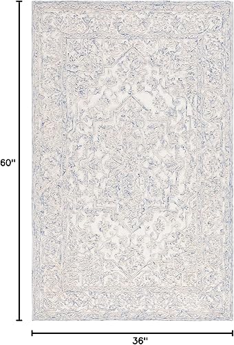 Miniatura 29 de MARTHA STEWART x Safavieh MSR3532M - Alfombra de lana contemporánea, hecha a mano, 8 x 10 pies, color marfil/azul