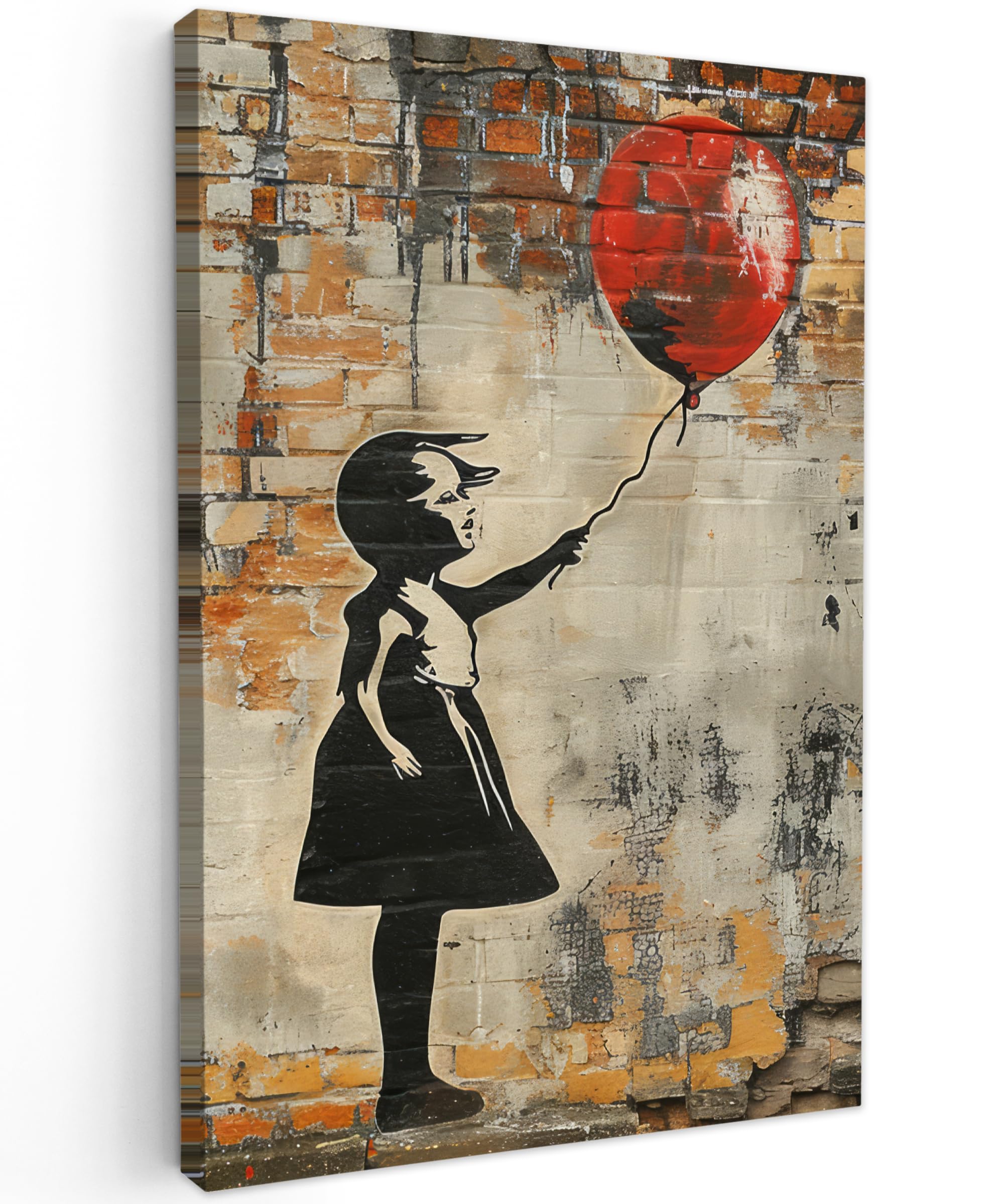 MuchoWow© Canvas Wall Art 31"x47" / 80x120 cm Home Decor Paintings for Living Room Decorations Gifts Hallway Graffiti - Banksy - Girl - Street art