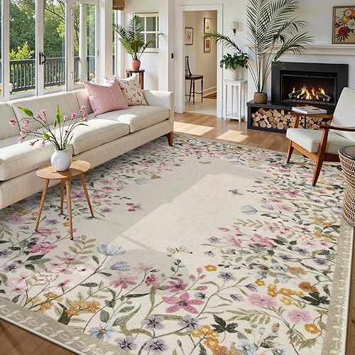 Miniatura 35 de Wonnitar Alfombra de Área Floral Lavable 4x6 Alfombra de Halloween, Alfombras de Otoño Suaves Antideslizantes para Dormitorio, Alfombra de Guardería