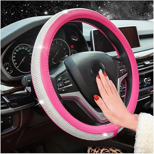 Diamond Steering Wheel Cover for Women, Steering Wheels Cover, Universal 15 Inches Steering Wheel Cover for Women Bling, Fits Most