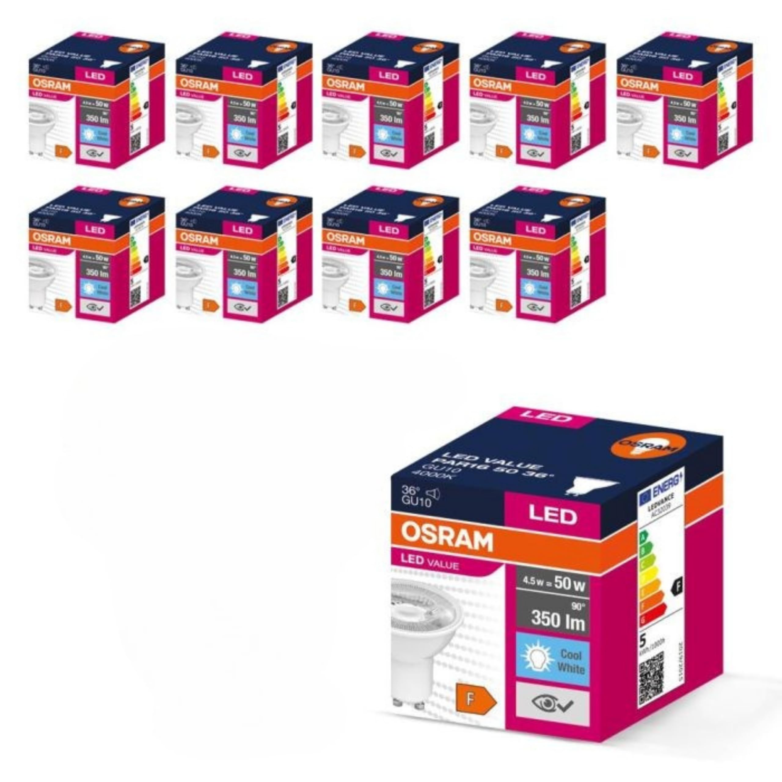 10'lu Osram Value PAR16 50 36D 4.5W Soğuk Beyaz 4000K GU10 Led…