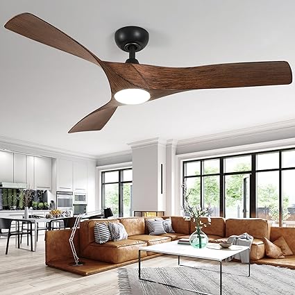 DWVO Ceiling Fan with Light, 52" Ceiling Fan with Remote, LED Tri-Color Temperature, 3 Blade Ceiling Fans Reversible 6 Speeds w/Quiet DC Motor for Bedroom, Living Room, Dining Room, Patio