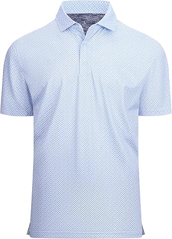 Alex Vando Mens Golf Shirt Moisture Wicking Classic Print Golf Shirts for Men