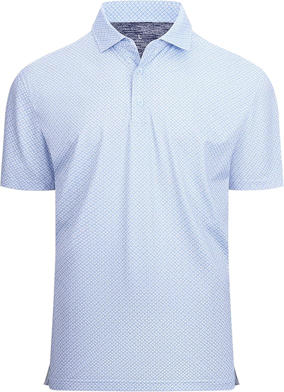 Alex Vando Mens Golf Shirt Moisture Wicking Classic Print Golf Shirts for Men