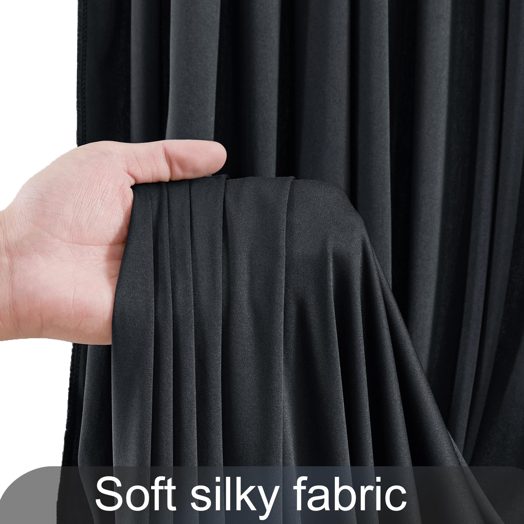 10 Paneles de Cortinas Negras para Fiestas, sin Arrugas, 15,2 x 3 m, Tela de poliéster