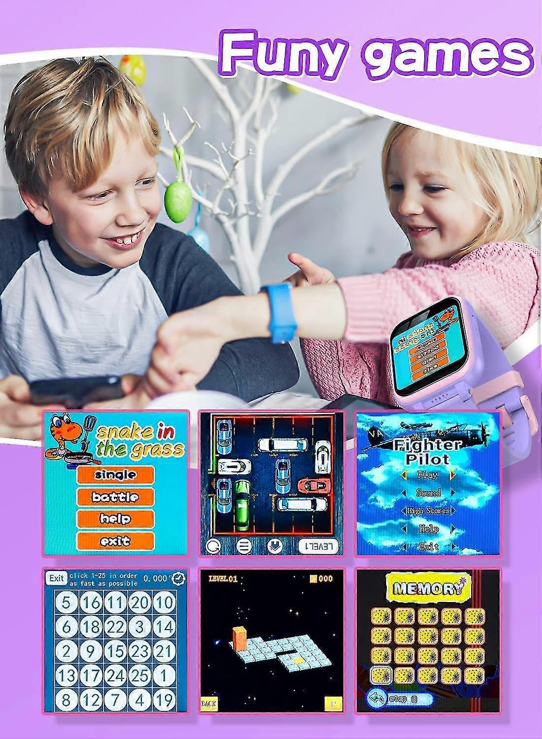 Smartwatch für Jungen und Mädchen, Touchscreen-Digitalkamera-Uhr mit Spielen, Musik-Player, Schrittzähler, Geburtstags- und Weihnachtsgeschenk