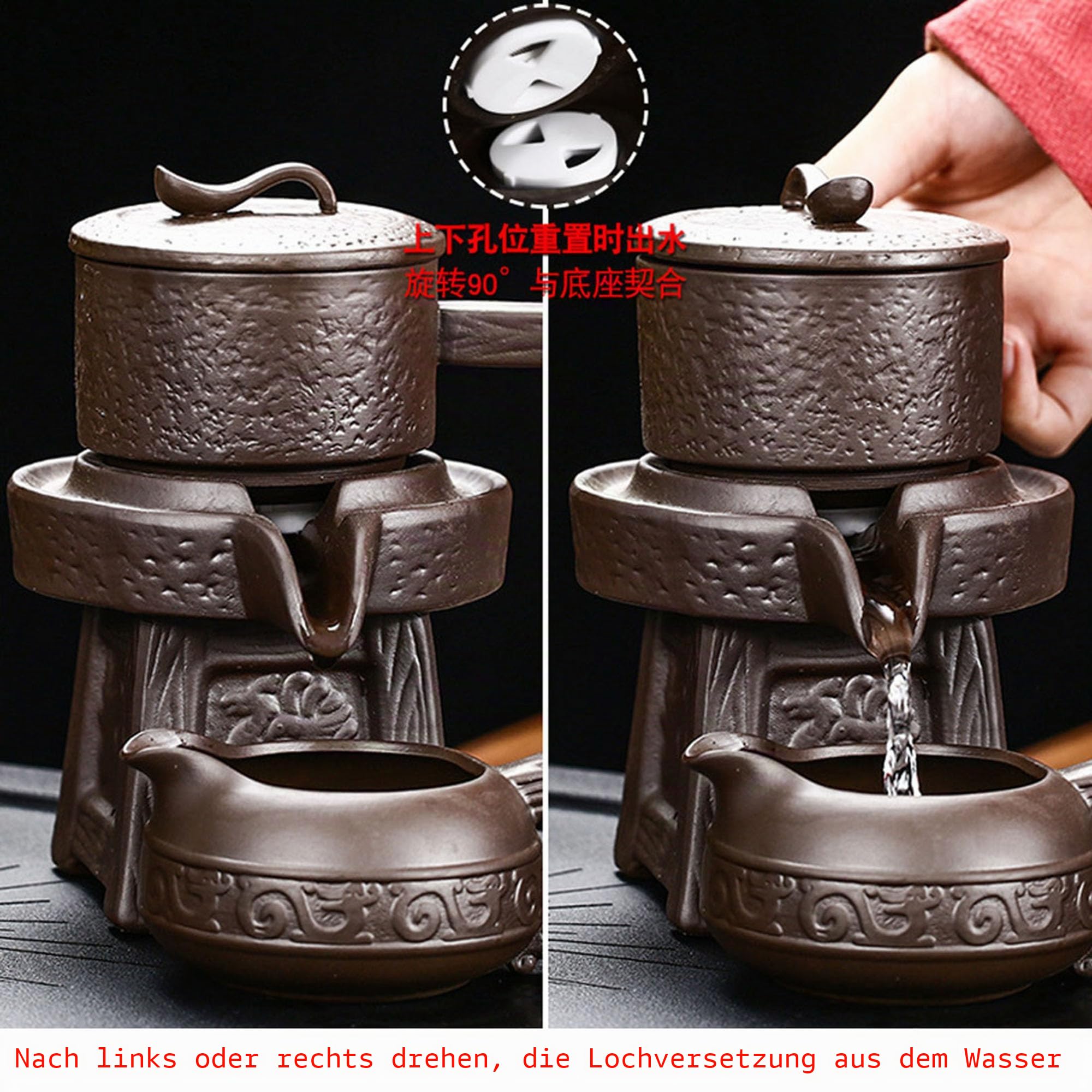 Chinesisches Gongfu-Tee-Geschenk-Set, automatisches Steinmühlen-Design, handgefertigte Keramik-Teekanne, 8 Tassen, japanischer Kung-Fu-Tee für Erwachsene, Männer, Frauen, Teezeremonie, Party, Zuhause,
