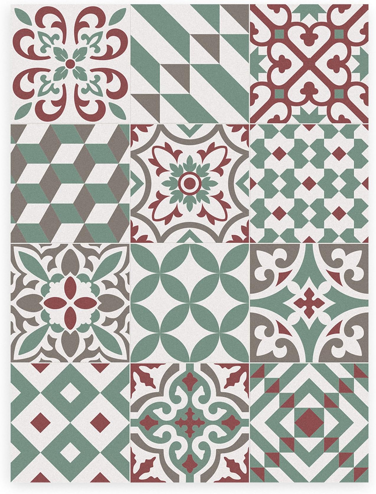 KITCHEN VINYL MAT. Barcelona's modernist hydraulic floor at your house. Eclectic Garnet 60x80cm or 23,6x31,5 inch. Mat very easy to clean with a mop. Made in Barcelona.