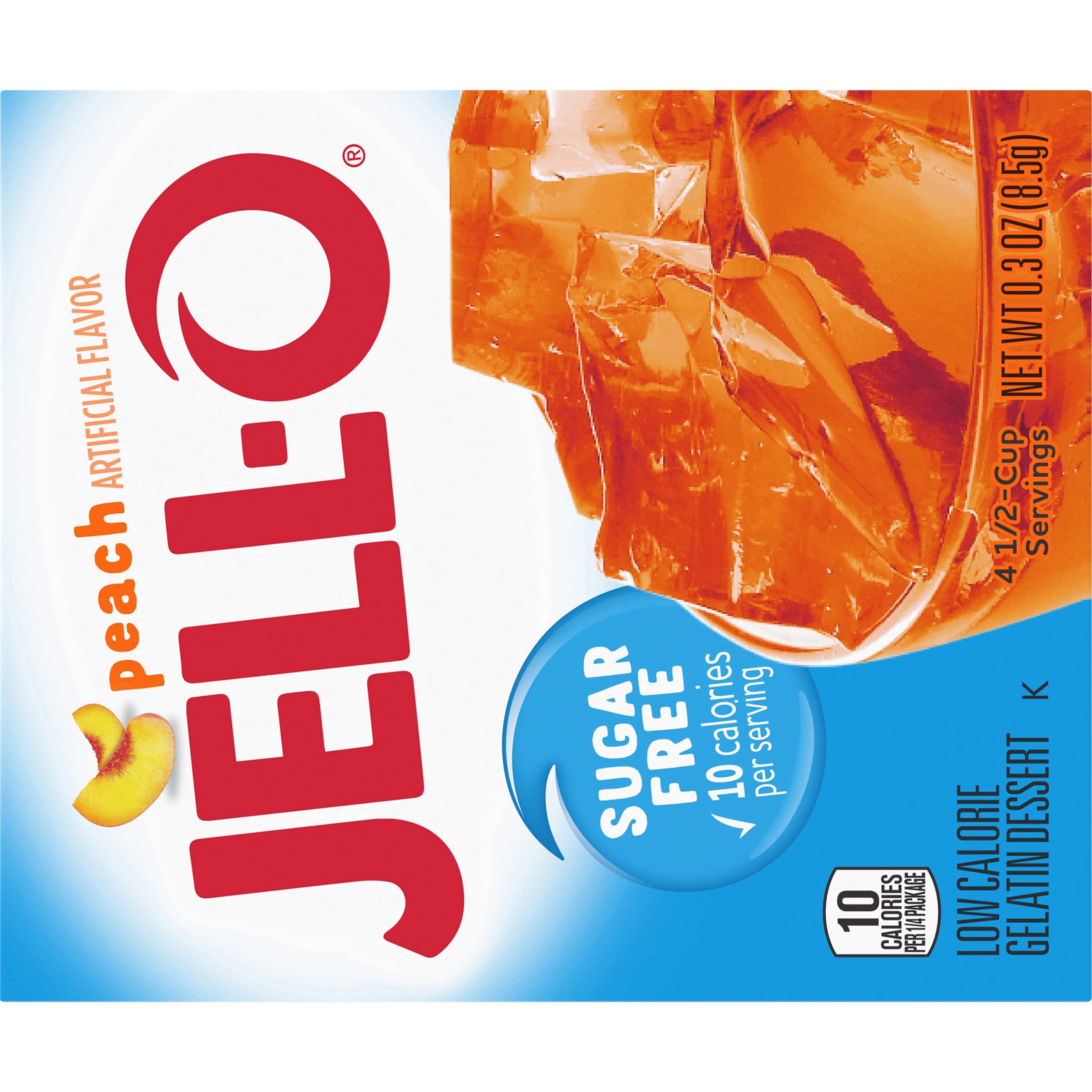 JELL-O Peach Sugar Free Gelatin Dessert Mix (0.3oz Boxes, Pack of