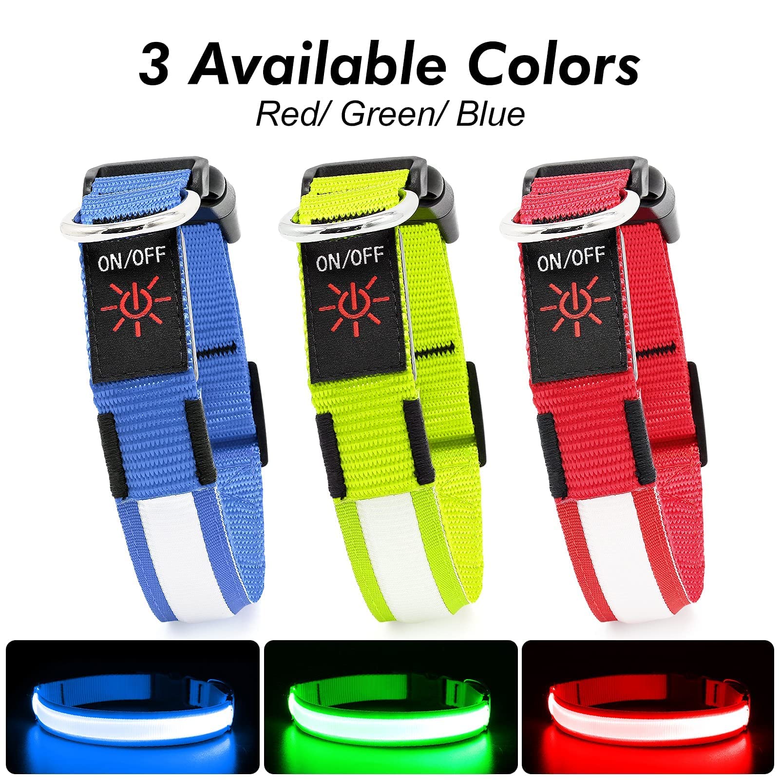 BSEEN Collare per cani che si illumina, collare per cani a LED ricaricabile, impermeabile, riflettente, con luci natalizie che si illuminano al buio, per passeggiate notturne (rosso rubino, M)
