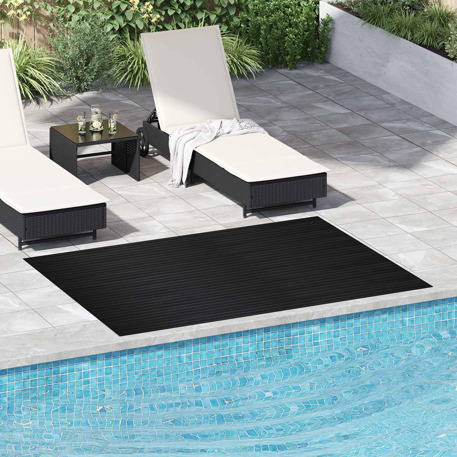 Gummimatte 1,5 x 2 m Außenfußmatte Schwarz, 3 mm Dicke Bodenbelag aus robustem Gummi, rechteckige Kofferraumverkleidung für Auto und Terrasse, leicht zu reinigen und vielseitig