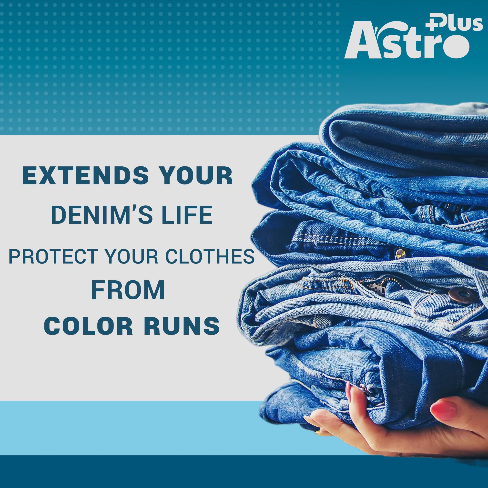Astro Plus+ Denim Care | Premium Laundry Detergent for Jeans & Denim | Gentle Formula, Deep Clean & Color Protection (5 Pouch x 40 ml each) 2