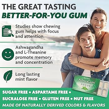 Amazon.com : AshwaGum FOCUS Gum by BetterGum, High Potency