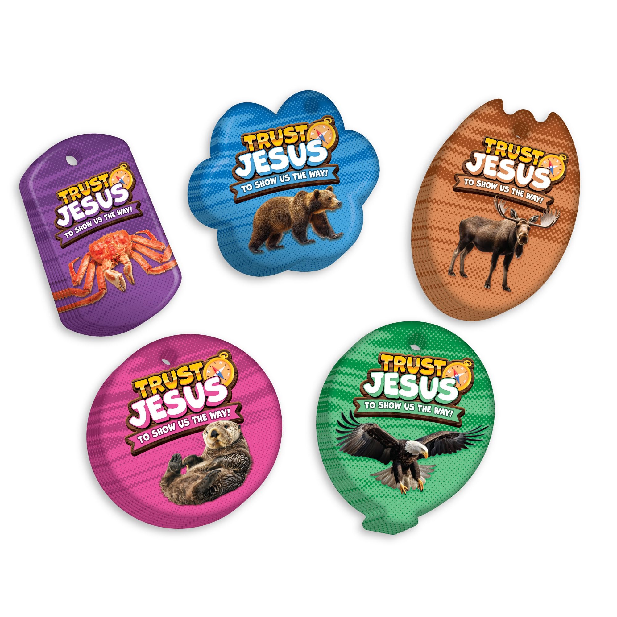 2025 VBS (Vacation Bible School) Faith Tag Value Pack. Trust North for Direction: 100 Brag Tags (20 Tags per Design)