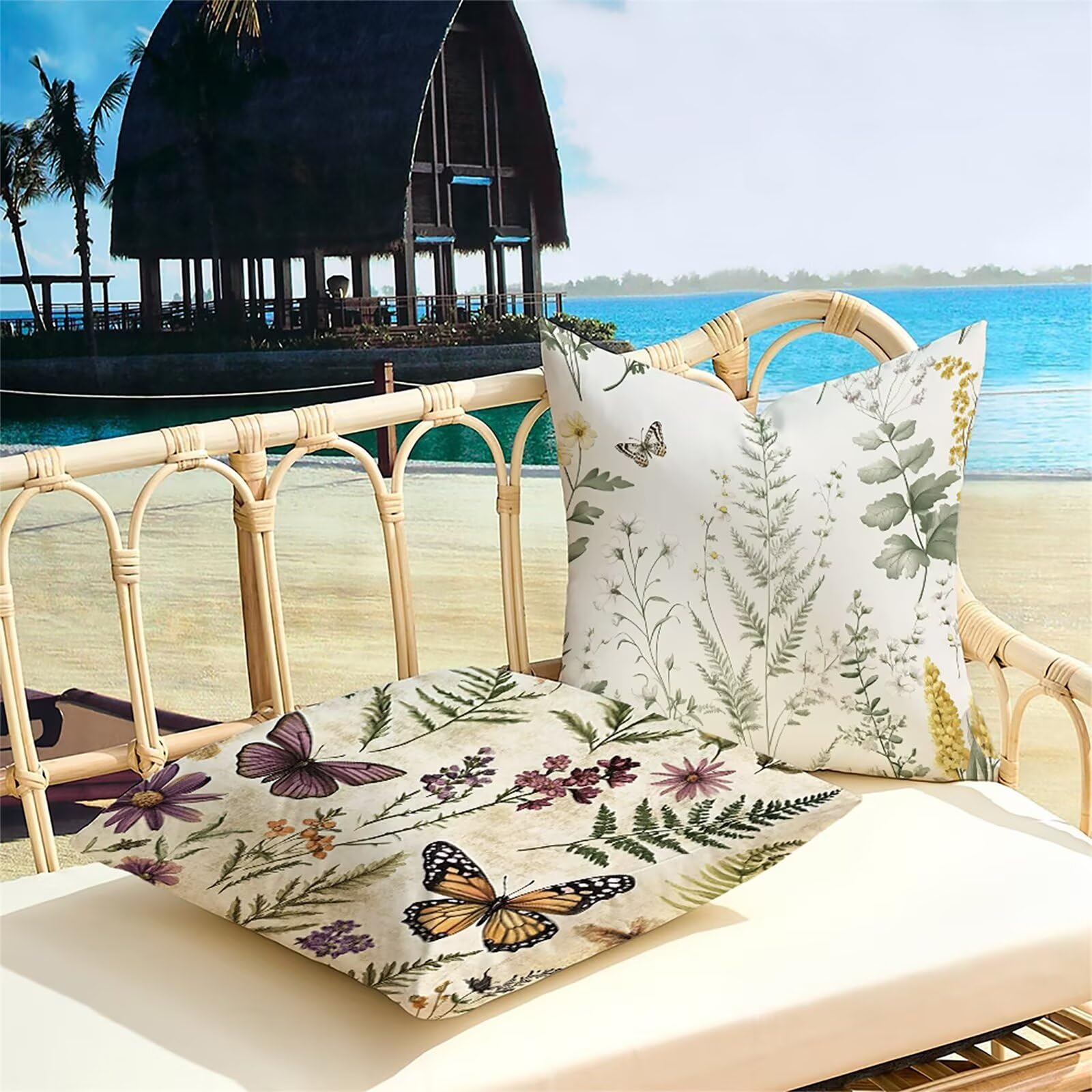 Fodere per Cuscini da Esterno 65x65cm Crema Federe Cuscini Divano Decorativi Set da 2,Morbido Velluto Copricuscini Mobili Cuscino con Cerniera Invisibile per Divano, Giardino Casa Decoro lj-490