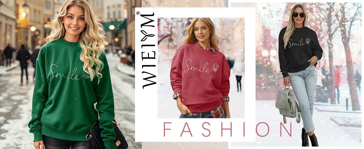 WIEIYM Sweat-shirt De Noël à Manches Longues Imprimé Col Rond