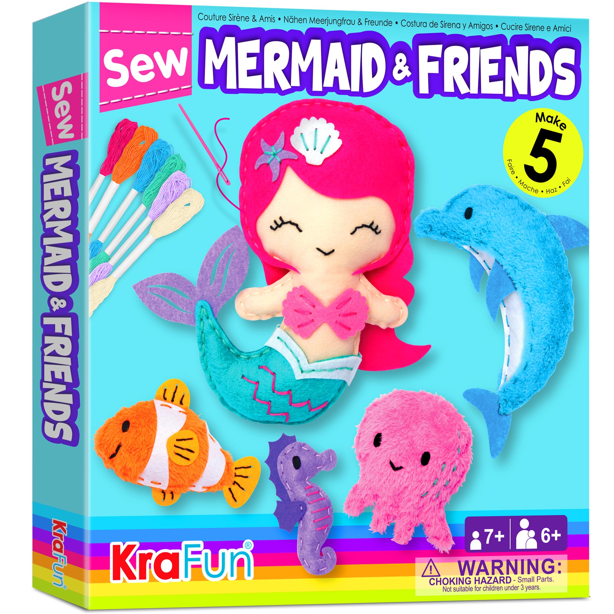 Amazon.com: KRAFUN Mermaid Sea Animals Beginner Sewing Kit for