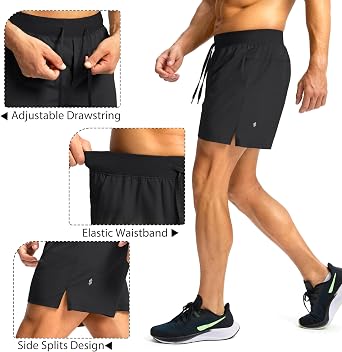 Soothfeel Men's Running Shorts with Zipper Pockets 9/ 7/ 5 Quick Dry Eight Basketball Gym Workout Athletic Shorts