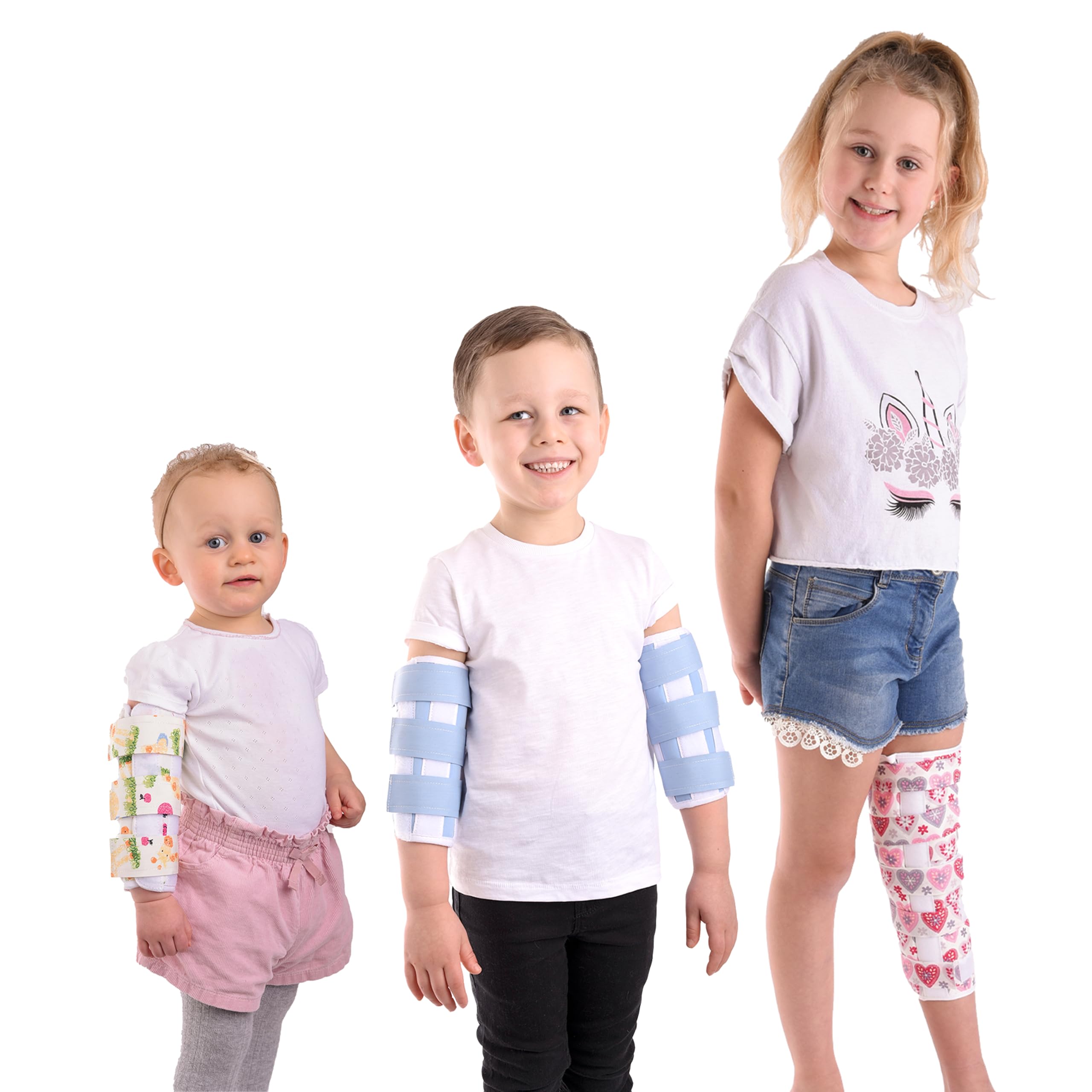 Express Orthopaedic OrthoGaiter® Kids Arm & Leg Gaiters – Medically Approved Immobilising Sleeves for Rehab, Fixed Alignment & Self-Harm Reduction – Soft Breathable Padded Pair -Blue Pattern,Size XL