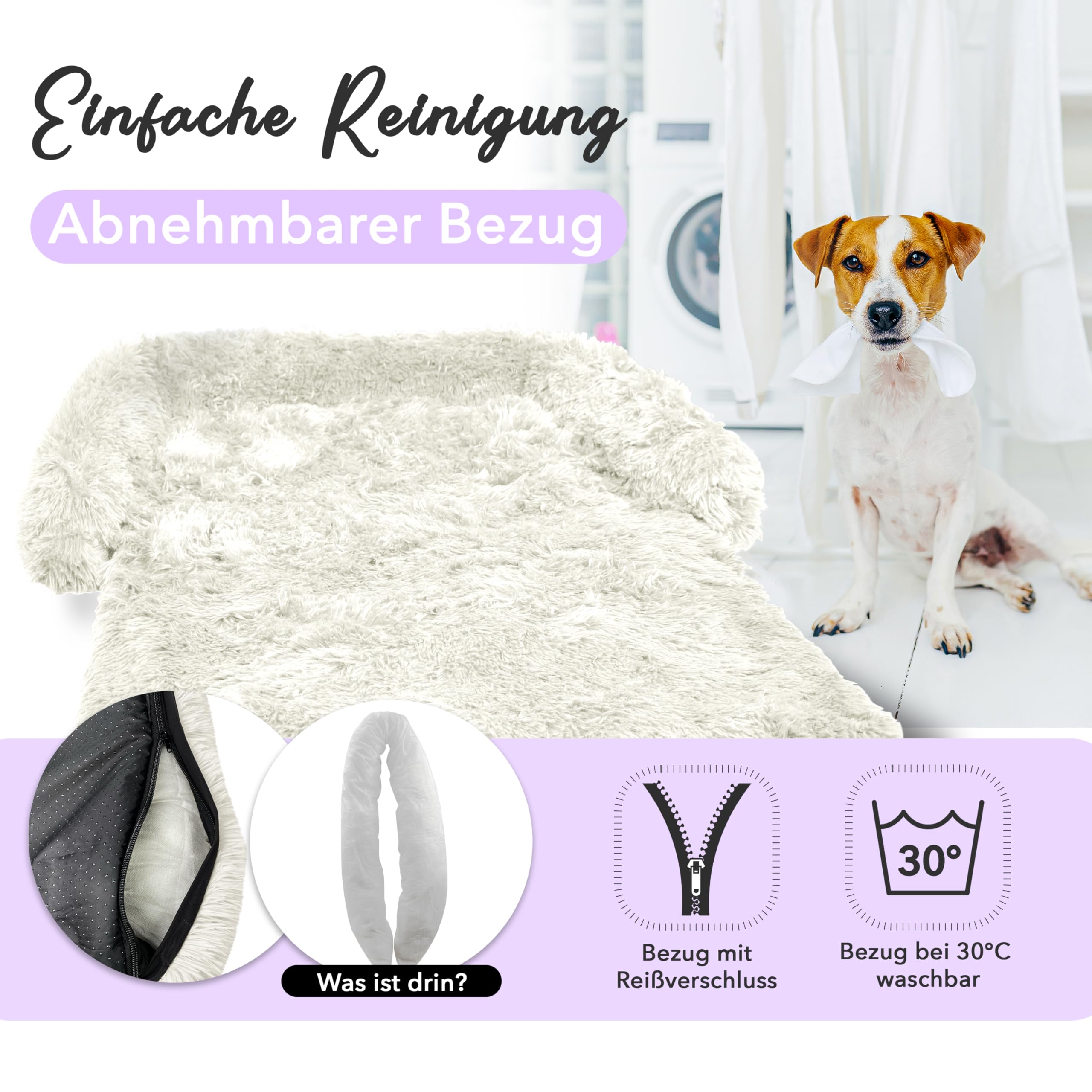 BLUZELLE Bank-Bescherming Hondenmand voor Kleine en Middelgrote Honden, Zacht Fluffy Pluche Corduroy-Look Hondenbed, Hondendeken voor Sofa Meubel Cover, Waterdicht Wasbaar Afneembaar, Kleur:Antraciet