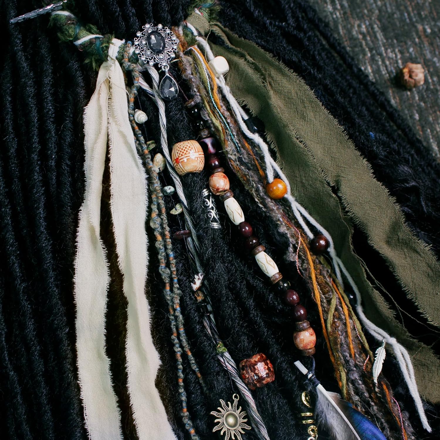 Dreadlock Hair Ties Dreadlock Accessories Dread Ties Loc Jewelry Dread Hair Clips Loc Ponytail Holders for Women and Men Dread Wrap for Dreads Braids Curls(3.5 inch / 9cm, Green)
