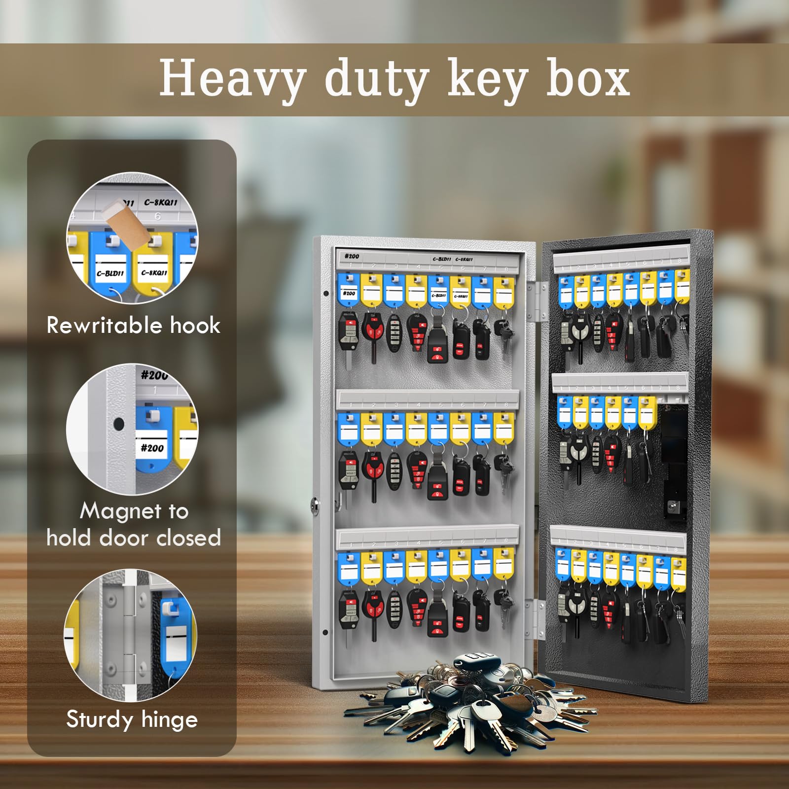 Snapklik.com : 48 Key Lock Box Wall Mount, Smart Key Cabinet One Time ...