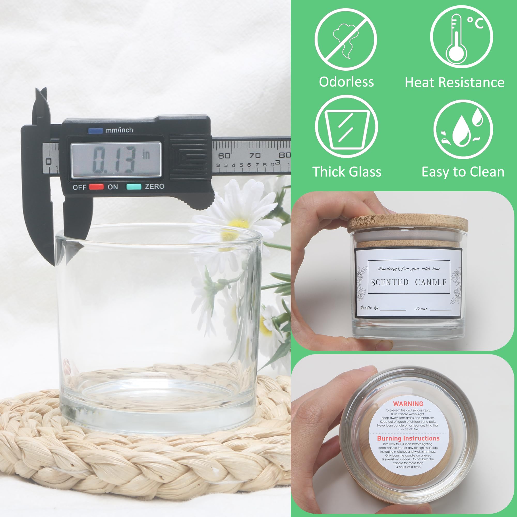 MILIVIXAY 20 Stück 118 ml Klarglas-Kerzengläser mit Deckel und Kerzenherstellungs-Kits – Großpackung kleine leere Kerzengläser für die Herstellung von Kerzen – Gewürz-, Pulverbehälter