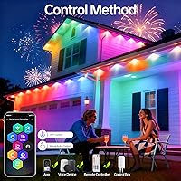 Vista 4 de Luces de Cadena para Exteriores Permanentes 330 pies RGB+IC, Control por Aplicación, Funciona con Alexa, Asistente de Google, Resistente al Agua