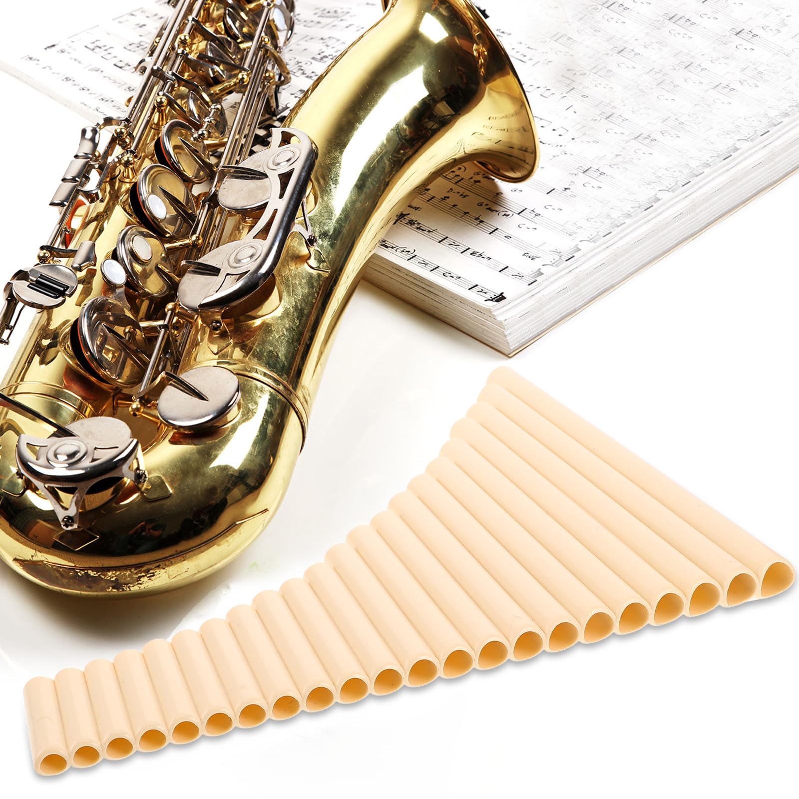 Traditionelle Panflöte in Beige in G-dur mit 22 Pfeifen aus Kunststoff Vielseitig für Anfänger und Profis Geeignet für Bühnenauftritte und Volksmusik