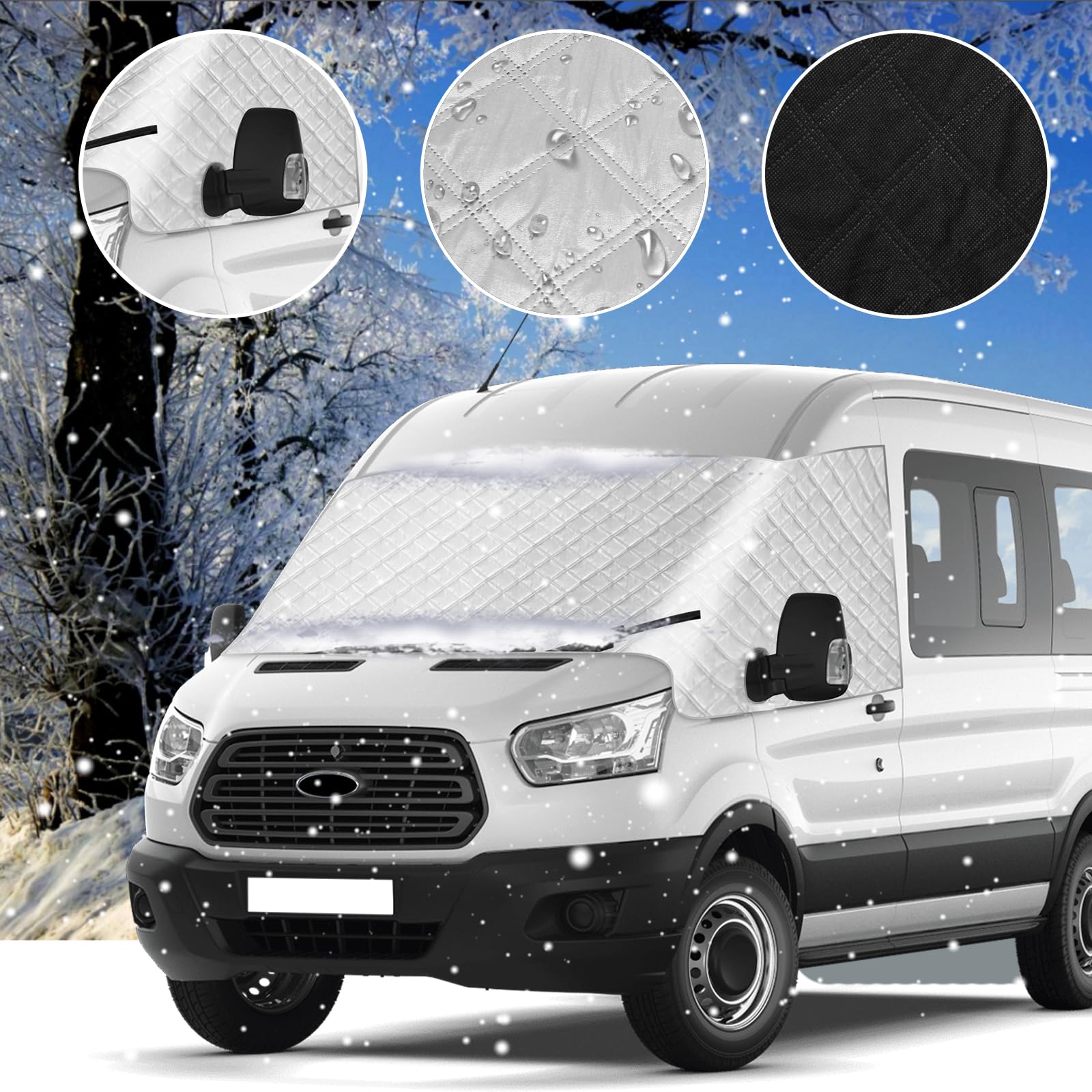 Auto Windschutzscheiben Abdeckung Ersatz für Ford Transit MK8/MK9 2014-2026, Frontscheiben Sonnenschutz, Blockiert UV Strahlen, Wetterfeste Frontscheibe Wrap Cover, Ihr Fahrzeug Kühler Halten