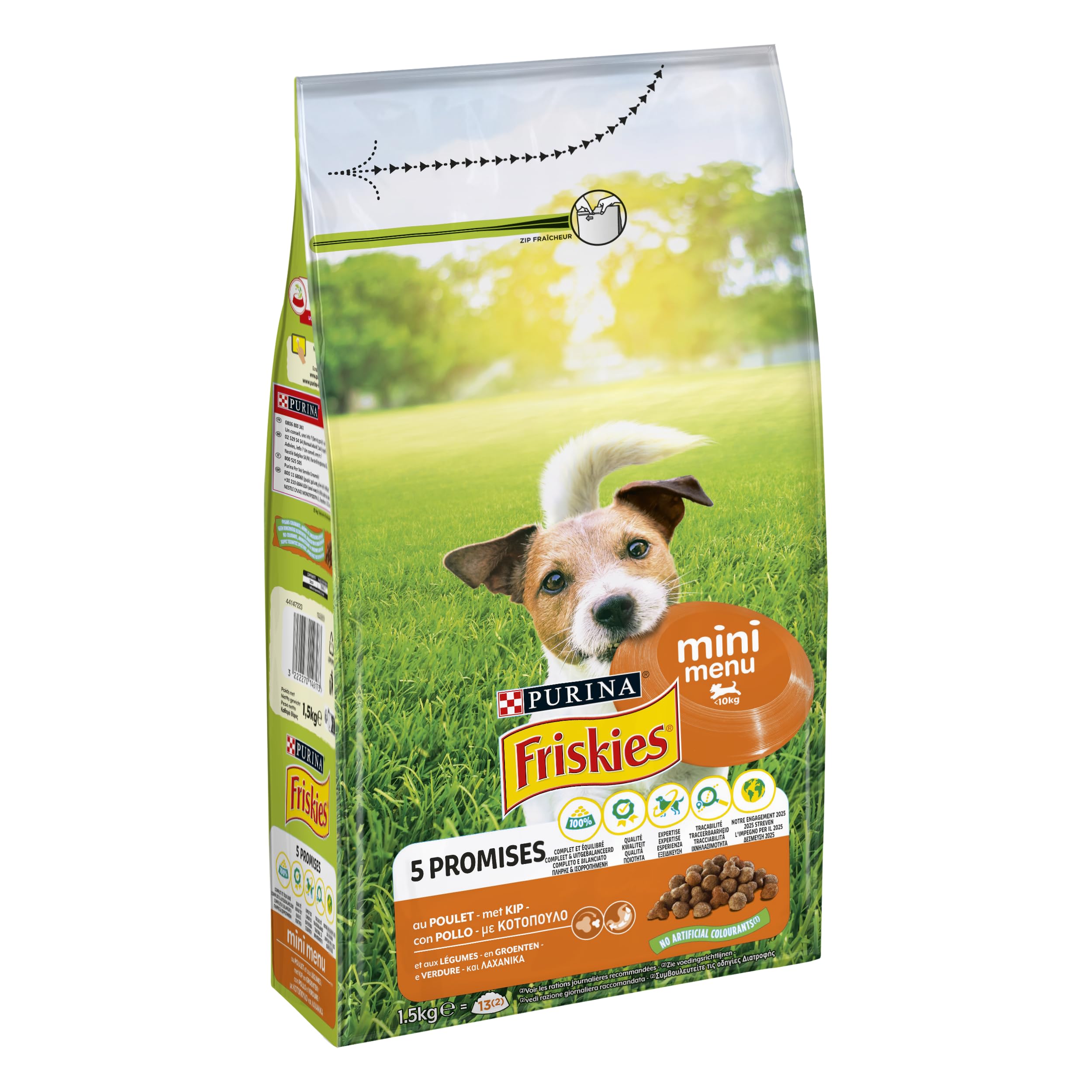 PURINA FRISKIES Mini Menu Vitafit Crocchette per Cani Adulti con Pollo e Verdure 1.5kg