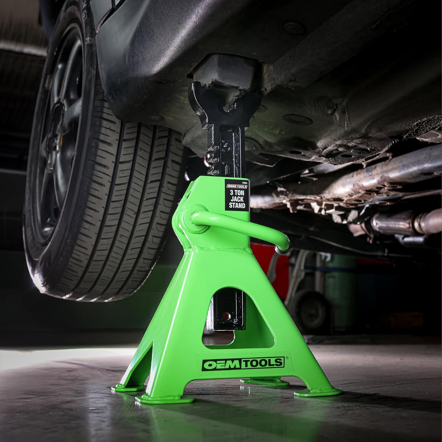 OEMTOOLS 24852 3 Ton Jack Stands, Jack Stands 3 Ton for Cars, SUVs, and Light Trucks, 11 to 16-1/2 Inch Adjustable Height, Ratcheting Design, Welded Foot Pads