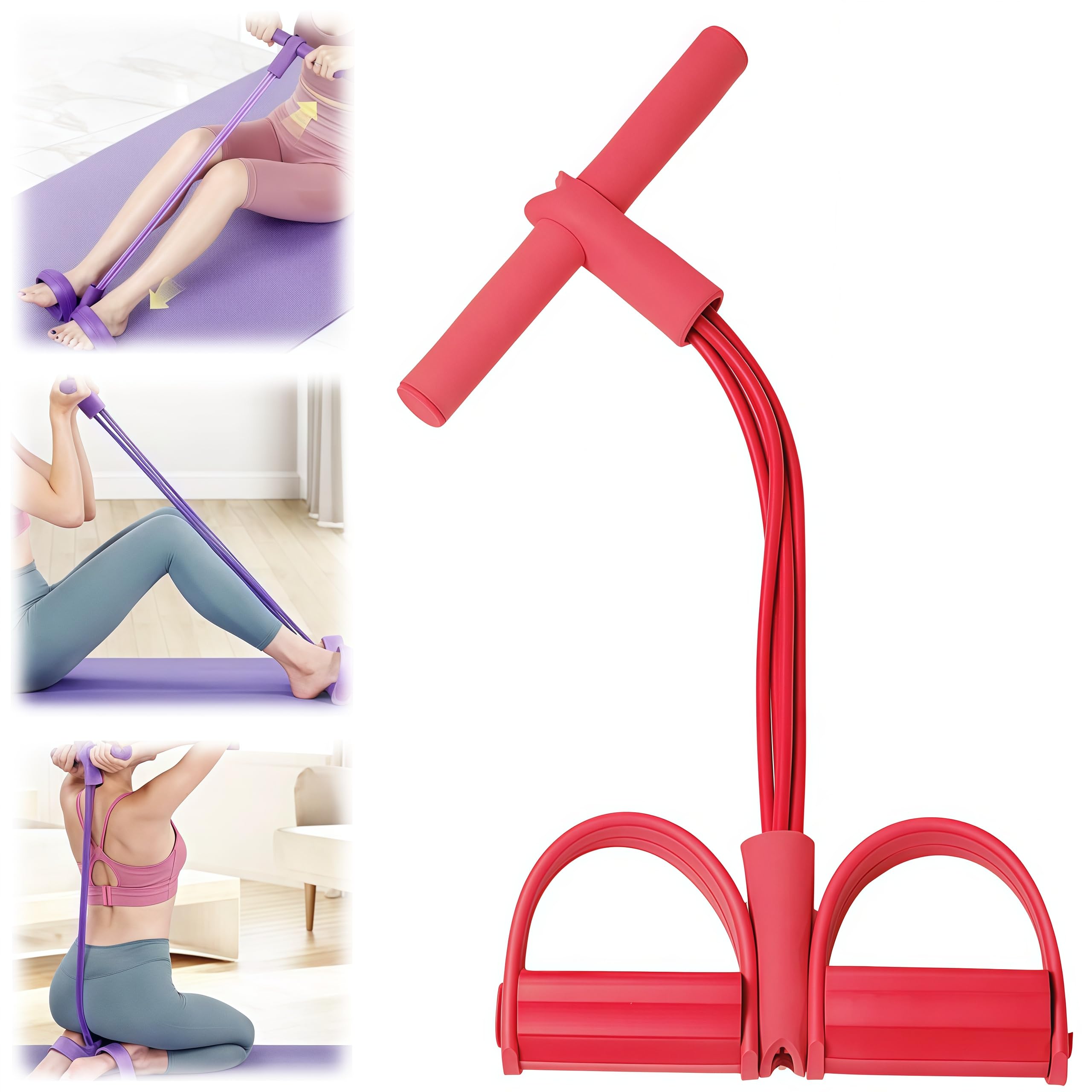 Upgraded 21 Fitness Resistance Bands-4 Tube Pedal Ankle Puller, 2025 New Exercise Bands Stretching Bands for Arm and Leg Workouts, Ab Training